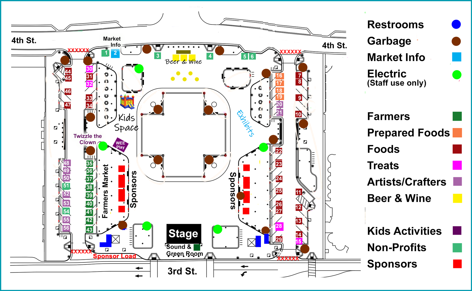 Santa Rosa Wednesday Night Market Event Map 2022